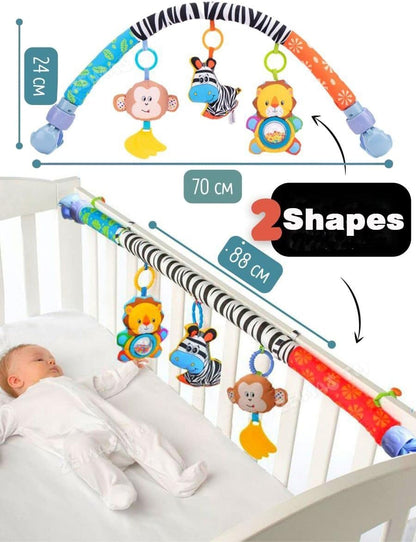 Pau1Hami1ton Baby Stroller Arch Toys - Adjustable Hanging Toy Bar for Crib, Car Seat & Bouncer | Zebra Design