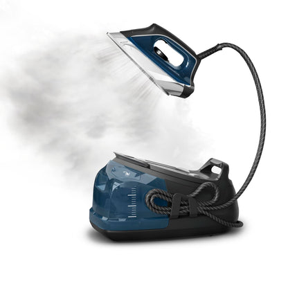 Rowenta Steam Station, Stainless Steel Soleplate, Professional Iron Steamer for Clothes, 1.1L Removable Tank, Fast Heat Up, 1800 Watts, Blue Clothes Iron, DG8624