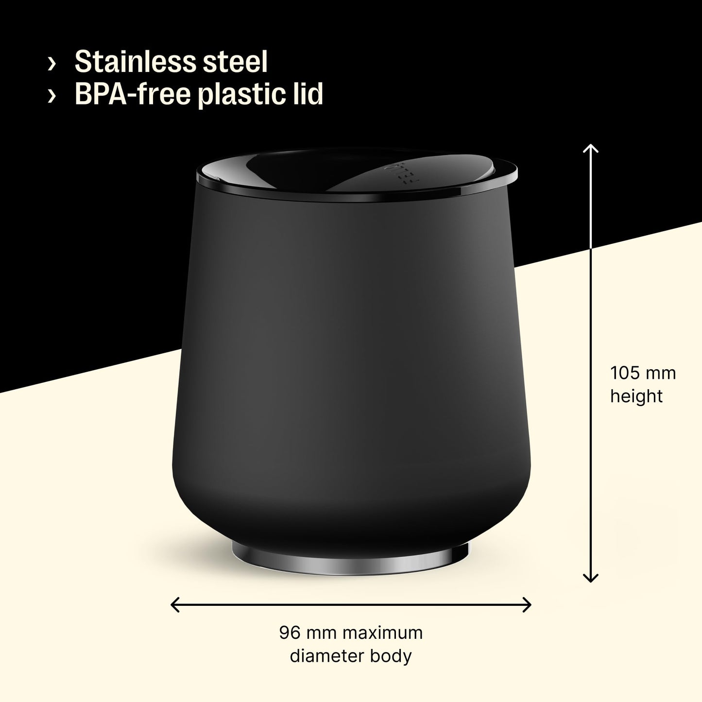 Fellow 12 oz Ruby Wine Tumbler - Insulated Stainless Steel Wine and Cocktail Tumbler with Ceramic Interior and Swivel Pebble Lid (Matte Black)