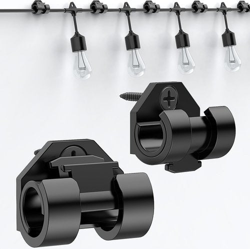 Lewufe Outdoor String Light Clips - Weatherproof Hooks for Hanging Christmas & Fairy Lights | 20 Pack, Black