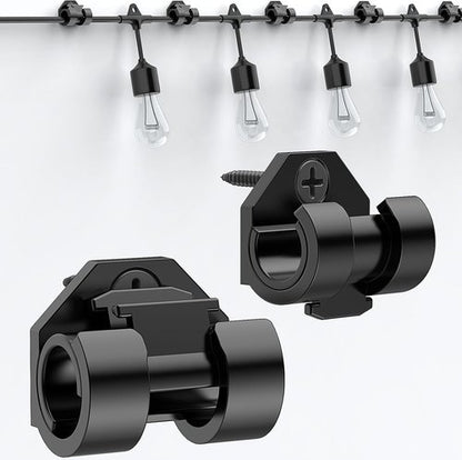 Lewufe Outdoor String Light Clips - Weatherproof Hooks for Hanging Christmas & Fairy Lights | 20 Pack, Black