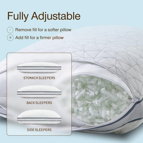 Coop Home Goods Eden Bed Pillow - Medium Soft Memory Foam Cooling Gel | Queen Size for All Sleep Positions
