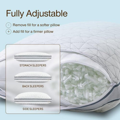 Coop Home Goods Eden Bed Pillow - Medium Soft Memory Foam Cooling Gel | Queen Size for All Sleep Positions