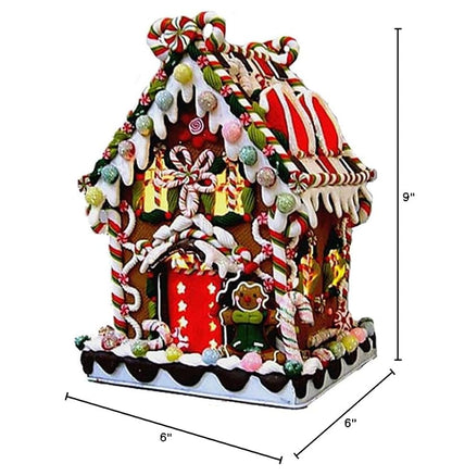 Claydough and Metal Candy House with Lighted Decorations - 8 5/8 Inch
