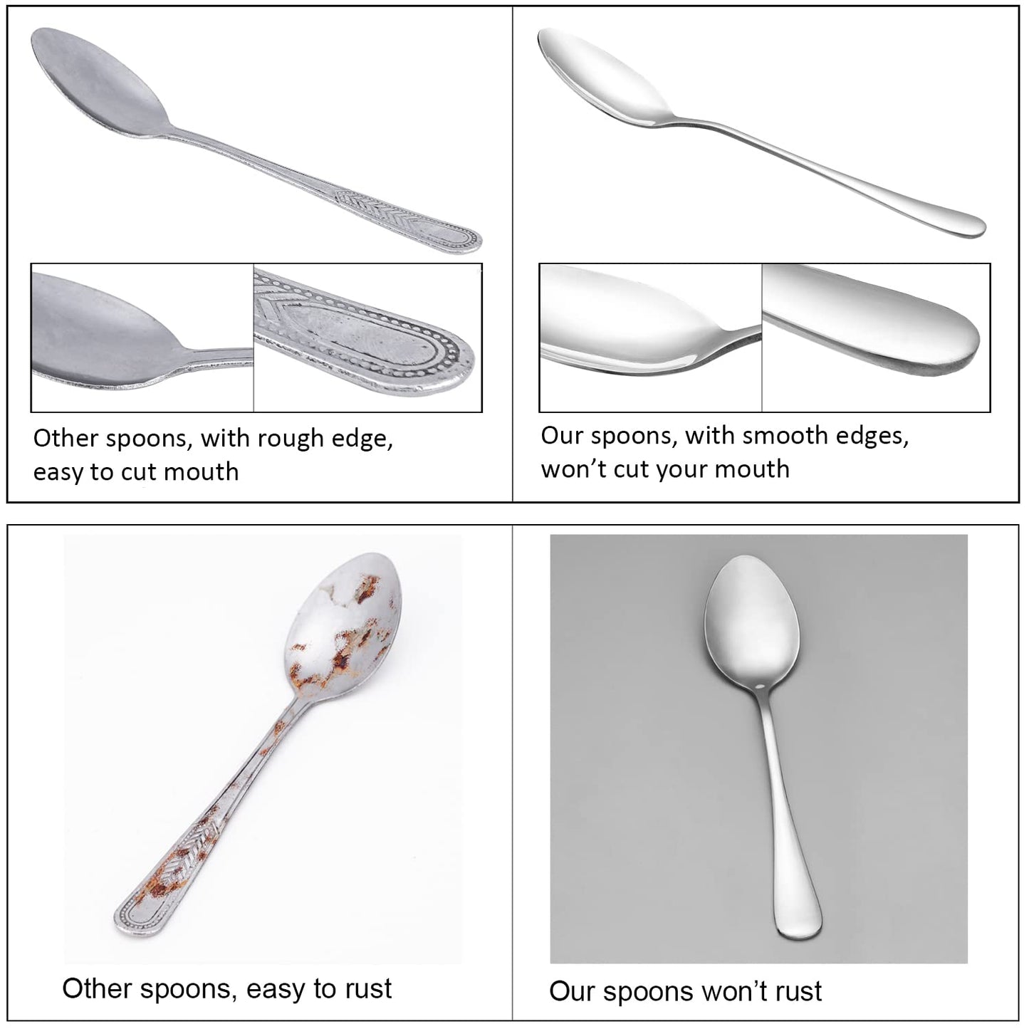 8 Pieces Soup Spoons Set, Food Grade Stainless Steel Spoons, Durable Small Spoons for Home, Kitchen or Restaurant