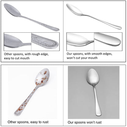 8 Pieces Soup Spoons Set, Food Grade Stainless Steel Spoons, Durable Small Spoons for Home, Kitchen or Restaurant