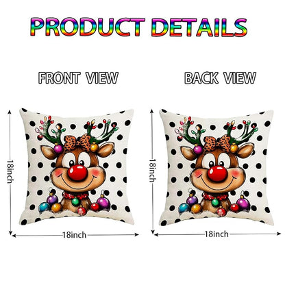 Variation of THIS listing Christmas Pillow Covers 18 x 18 Set of 2 – Double-Sided Santa Elk Shield, 18x18 Covers