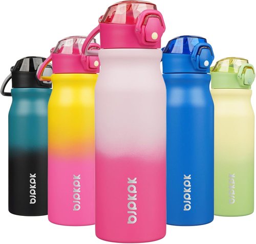 BJPKPK Insulated Water Bottle - 25oz Stainless Steel Thermal Flask with Straw & Carry Handle