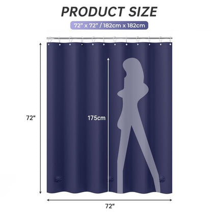 AmazerBath Navy Blue Shower Curtain, Thick PEVA, Heavy Duty Waterproof 72x72 with 3 Weighted Stones and 12 Grommets