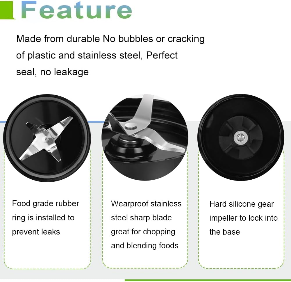 QT Cross Blades for Magic Bullet 250W MB1001 Series - Replacement Blender Parts with Gaskets