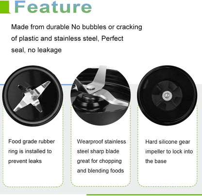 QT Cross Blades for Magic Bullet 250W MB1001 Series - Replacement Blender Parts with Gaskets