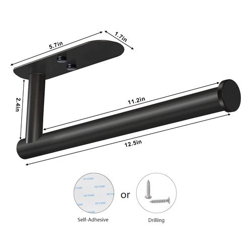 VAEHOLD Adhesive Paper Towel Holder Under Cabinet Wall Mount for Kitchen Paper Towel, Black Paper Towel Roll Holder Stick to Wall, Stainless Steel（Black）