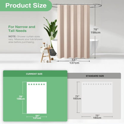 Dynamene Stall Fabric Shower Curtain - 54x78 inch Long Waffle Weave Weighted Thick Cloth Shower Curtains for Bathroom, Heavy Duty Hotel Spa Luxury Bath Curtain Set with 10 Plastic Hooks, Rose