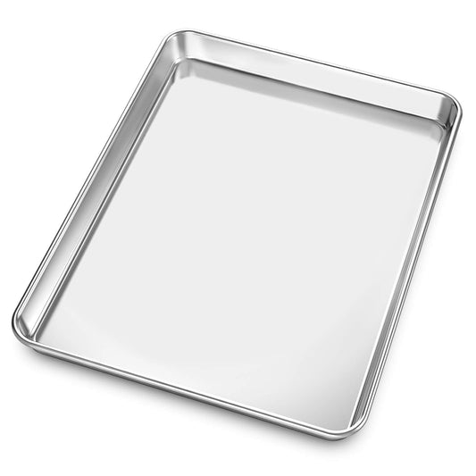 Baking Sheet, Yododo Stainless Steel Baking Pans Tray Cookie Sheet Toaster Oven Tray Pan Cookie Pan, Non Toxic & Healthy, Superior Mirror Finish & Rust Free, Easy Clean & Dishwasher Safe - 12.4 inch