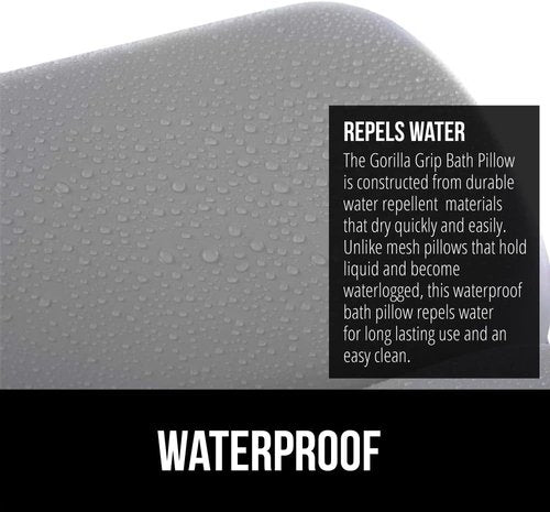 GORILLA GRIP Bath Pillow - Luxury Tub Headrest with Strong Suction Cups | XL Gray Spa Accessory