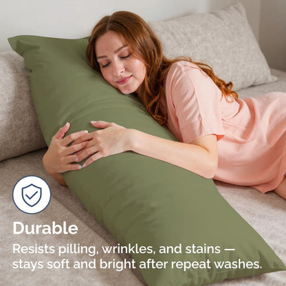 Skiennix Body Pillowcases Set of 2 | 20x54 Long Soft Pillow Covers - Comfy, Breathable & Wrinkle-Free in Sage Green