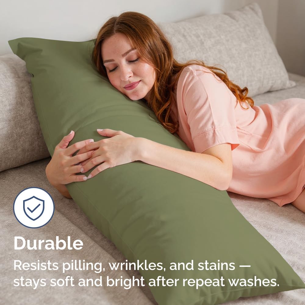 Skiennix Body Pillowcases Set of 2 | 20x54 Long Soft Covers for Sleeping & Side Sleepers - Comfy, Breathable, Wrinkle-Free, Machine Washable (Sage Green)