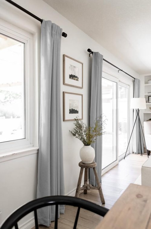 100% Blackout Shield Linen Blackout Curtains for Bedroom 80 Inches Long,Back Tab/Rod Pocket Living Room Drapes,Thermal Insulated Textured Blackout Curtains 2 Panels Set,50" W x 80" L,Grey