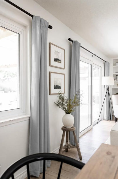100% Blackout Shield Linen Blackout Curtains for Bedroom 80 Inches Long,Back Tab/Rod Pocket Living Room Drapes,Thermal Insulated Textured Blackout Curtains 2 Panels Set,50" W x 80" L,Grey