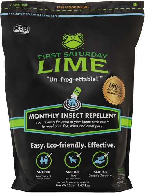 First Saturday Lime Insect Deterrent - 20LB Bag | Monthly Outdoor Insect Shield | Multi-Purpose Ant Control