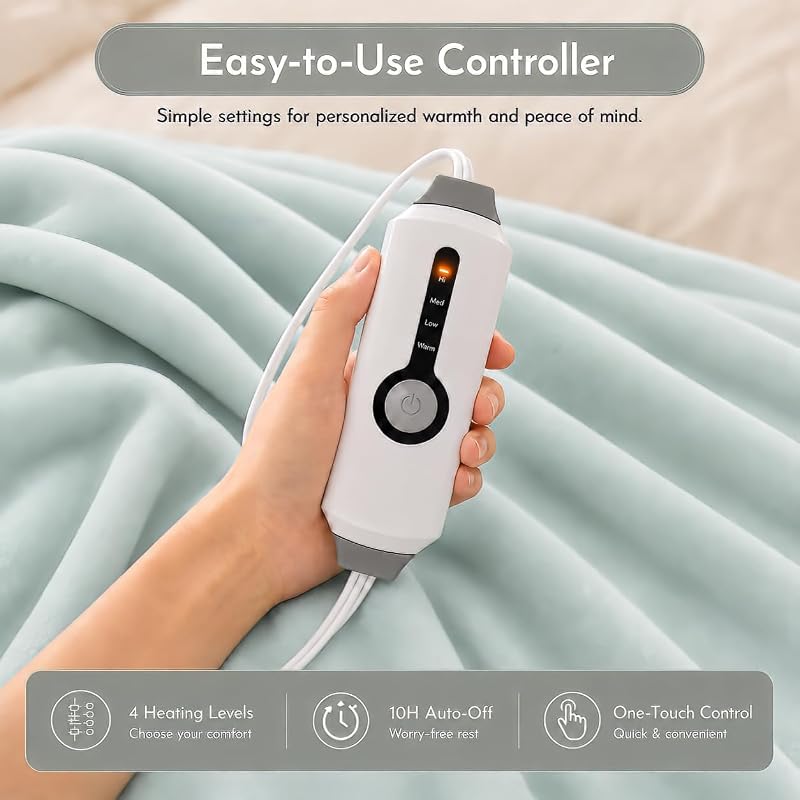 Electric Heated Blanket 90x100 King Size - Aqua Variation