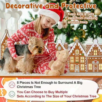 Wooden Gingerbread House Christmas Tree Collar with Lights - 30 Inch