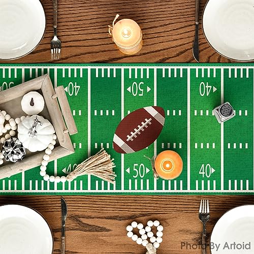 American Football Court Table Runner - Green 13 x 72 Inch for Sports & Party Decor