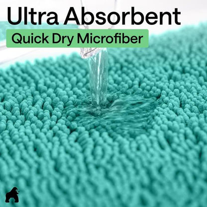 GORILLA GRIP Bath Rug Mat - Soft Absorbent Chenille | Quick Dry Microfiber | 44x26 Turquoise