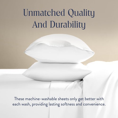 Brooklinen Luxury Sateen 4 Piece Sheet Set - 100% Cotton Bed Sheets, Soft & Durable Piece King Size Sheets Set in White, Oeko-TEX Certified Bedding Set, 1 Fitted Sheet, 1 Flat Sheet, 2 Pillowcases