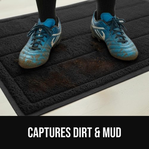 GORILLA GRIP Dirt Grabber Indoor Outdoor Door Mat, 35x23, Durable Mesh Weave Dirt Trapper Doormat for Outside Entrance, High Traffic Mud Scraper, Low Profile for Entry, Heavy Duty Welcome Mat, Black
