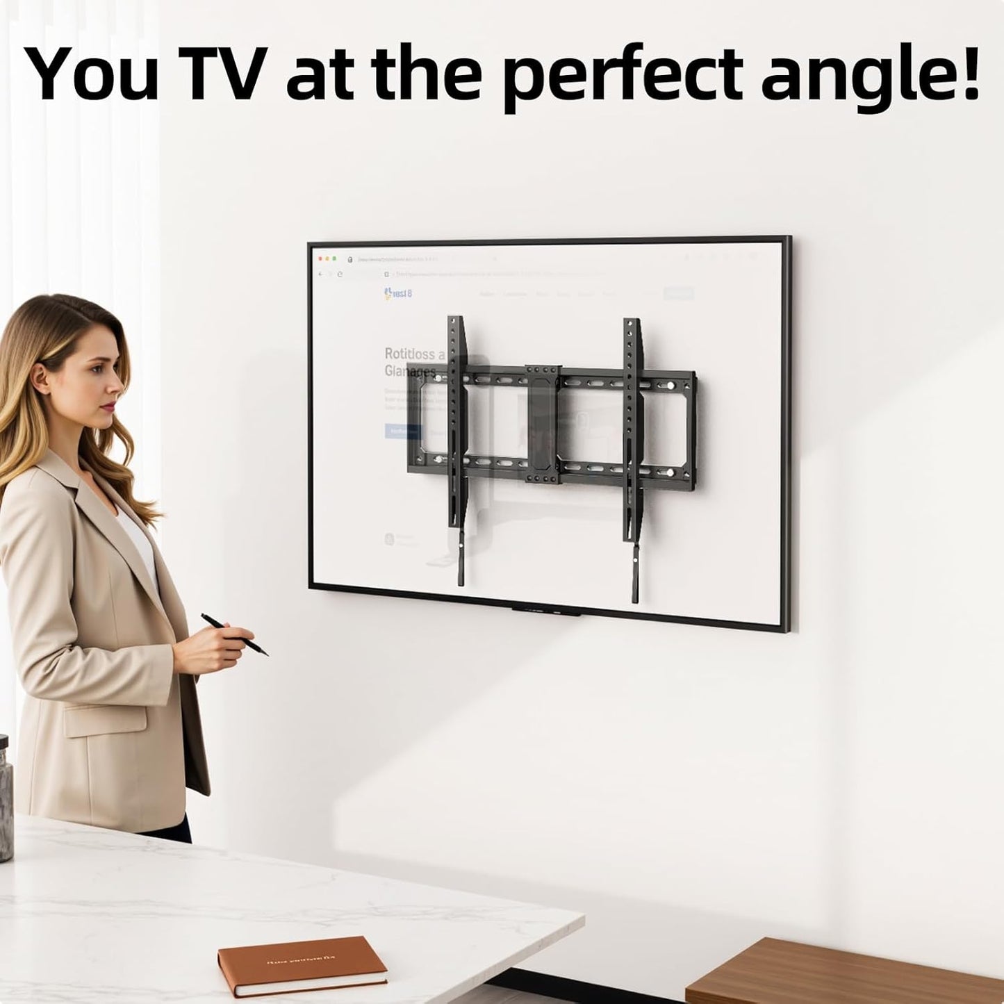 USX MOUNT TV Wall Mount - Low Profile Design for 42-95 Inch Flat Screen TVs | Max VESA 600x400mm, Holds 132 lbs
