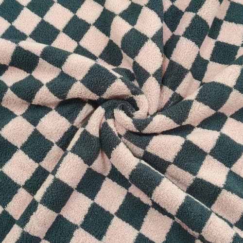 Pink Checkered Bath Towels Set of 2 - 27.5 x 55.1 Inch Cotton Spa & Beach Towels
