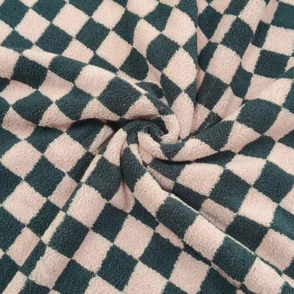 Pink Checkered Bath Towels Set of 2 - 27.5 x 55.1 Inch Cotton Spa & Beach Towels