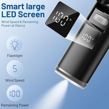 Lerat Portable Handheld Turbo Fan - 5 High-Speed Wind Settings | 12H Battery Life & LED Display
