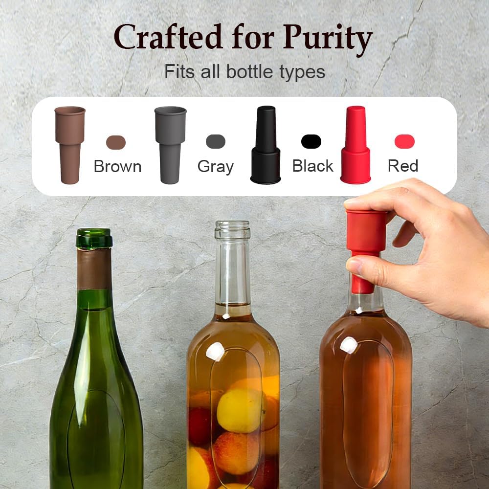 Silicone Wine Stopper for Wine Bottles, 2025 New Wine Stoppers for Wine Bottles, Seal Bottle Cover for Beer Champagne, Glass Bottle Sealer Covers Wine Stoppers for Home Use (12, No Handle)