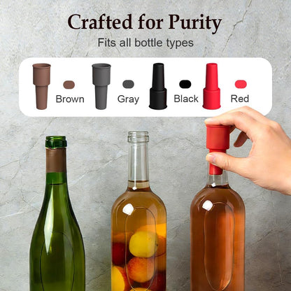 Silicone Wine Stopper for Wine Bottles, 2025 New Wine Stoppers for Wine Bottles, Seal Bottle Cover for Beer Champagne, Glass Bottle Sealer Covers Wine Stoppers for Home Use (8, No Handle)