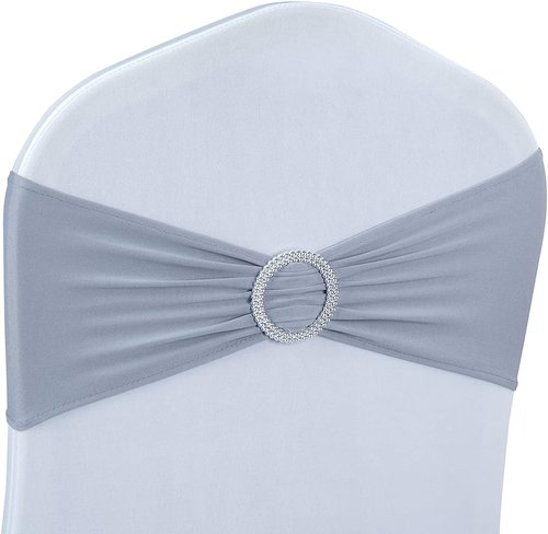 Babenest Spandex Chair Sashes - 50PCS Premium Stretch Covers with Buckle Slider for Weddings & Events | Grey