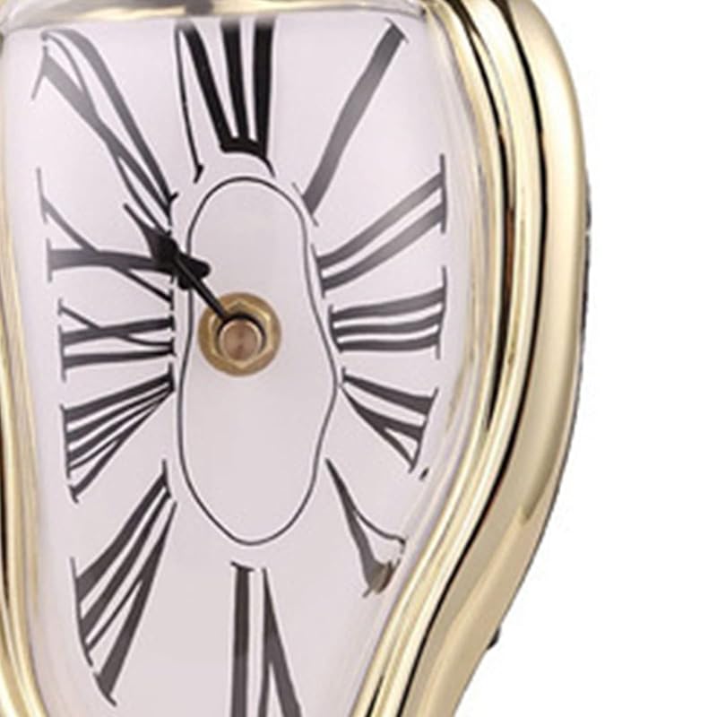Gold Melting Clock desk decor - Retro Plastic Desk Clock with Electroplated Finish