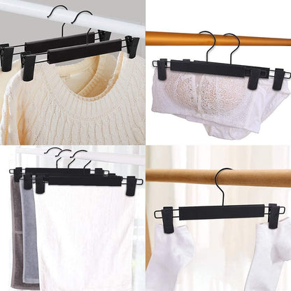Skiennix Skirt Hangers - 360° Swivel Clips for Space-Saving Pants & Skirts | 10-Pack, Black