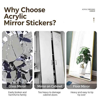 Self-Adhesive Full-Length Mirror Tile, 7.8x12 in, Pliable Acrylic Dress Mirror for Rentals