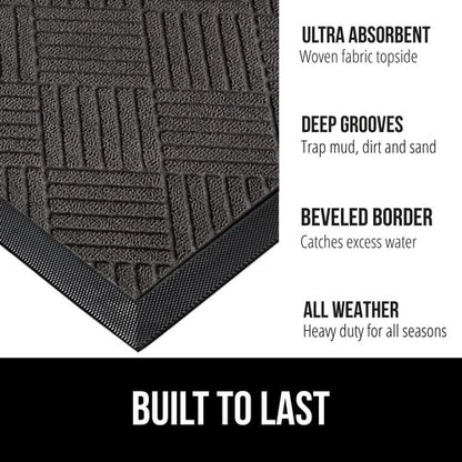 GORILLA GRIP Doormat & Camping Hammock - Easy Clean WeatherMax Doormat 17x29 Inch | Portable 9x4.5 FT Hammock Holds 400lbs in Black Grey