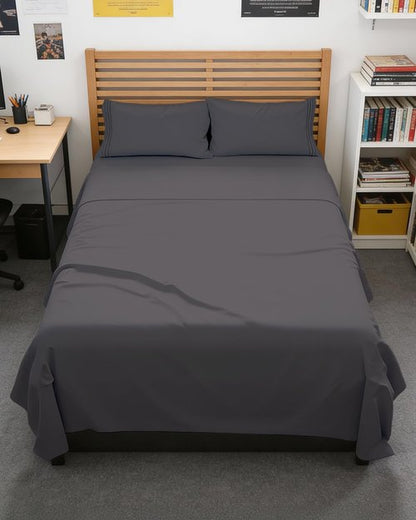 Full XL Bed Sheet - 4 Piece Full XL Bed Sheets Set - Soft, Breathable & Cooling - Hotel Luxury Bedding for Women, Men, Kids, Teens, Boys & Girls - Deep Pockets, Comfy, Fade & Wrinkle Free - Dark Grey