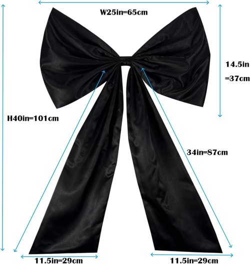 Giant Large Satin Ribbon Bow - 25x40 Inch Big Bow for Wedding, Birthday, and Christmas Decor | Black