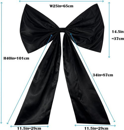 Giant Large Satin Ribbon Bow - 25x40 Inch Big Bow for Wedding, Birthday, and Christmas Decor | Black