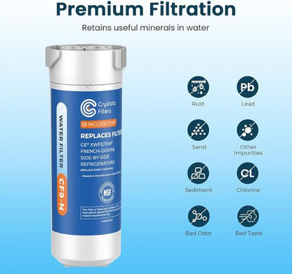 Crystala Water Filter - Compatible Replacement for GE XWFE with Built-In Chip | Pack of 1
