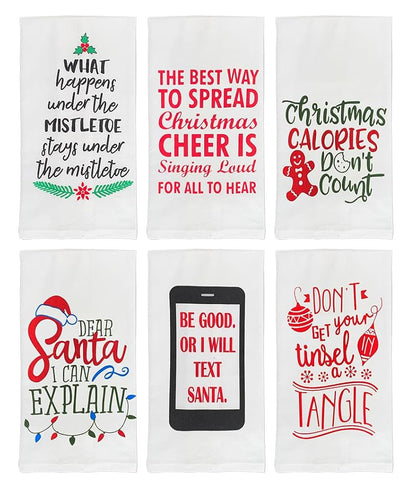 Variation of THIS listing: Funny Christmas 6-Pack Flour Sack Towels – 15 x 25 in 100% Cotton Kitchen towels
