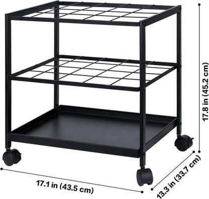 Blueprint Storage Rack Cart - 20-Slot Metal Holder with Double-Layer Grids for Secure Organization