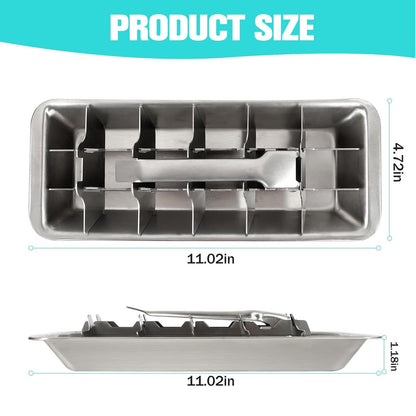 Metal Ice Cube Trays, Stainless Steel Ice Cube Trays, 18-Slot Ice Cube Tray with Easy Release Handle, Detachable Ice Trays for Bars Kitchens Dishwasher, Stainless Steel Ice Cube