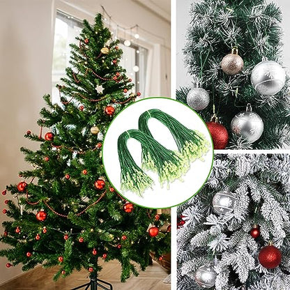 Green Christmas Ornament String Hanger - 200 Pcs, 7.9 Inch Holiday Decoration Hooks