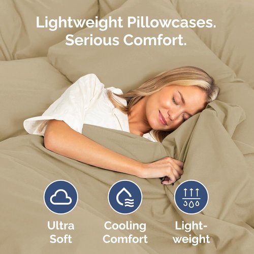 King Standard Pillow Cases by King - Soft Hotel Quality Pillowcase Covers - Machine Washable Beige | 4-Piece Set